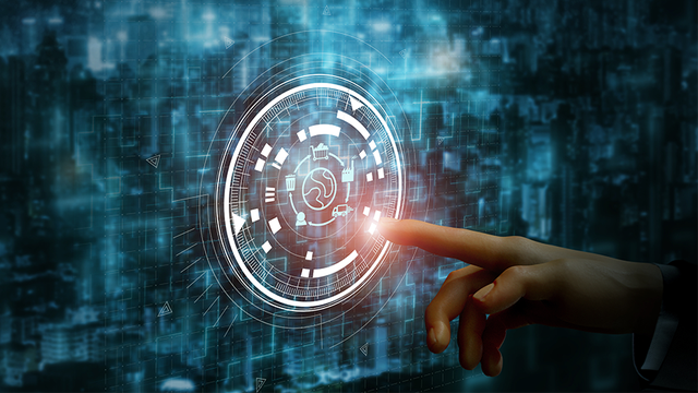 Finger pointing at an abstract business-driven design