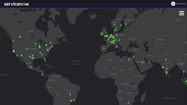 Now Gallery map screenshot with green pins on certain locations