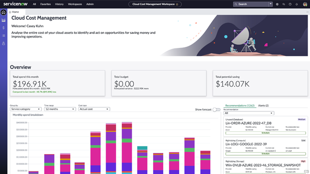 ServiceNow Cloud Cost Management screenshot