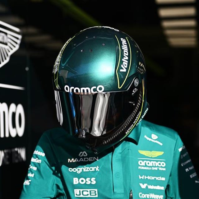 Aston Martin Aramco Formula One driver in helmet