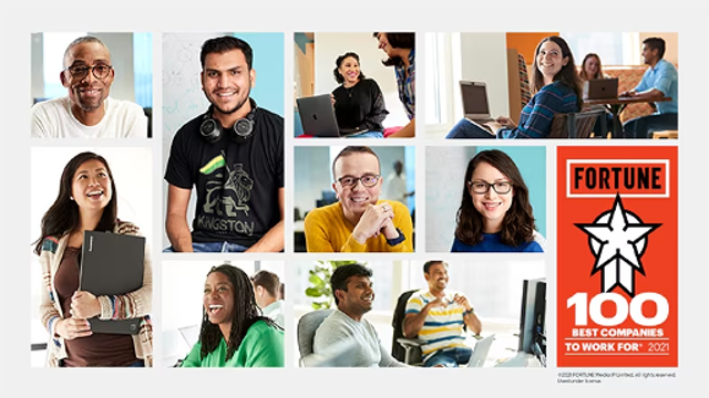 Fortune 100 Best Companies To Work For 2021: Collage of ServiceNow employees