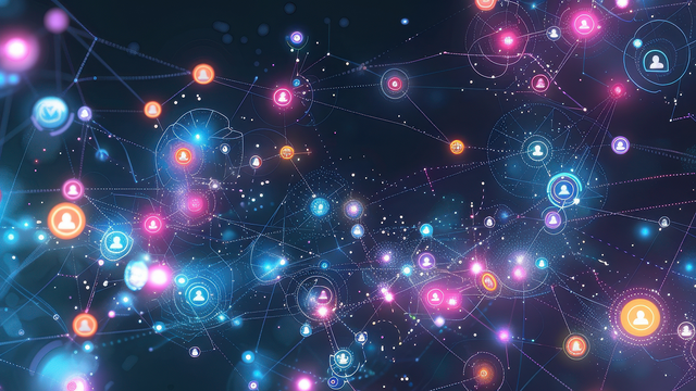 Glowing nodes forming a network of influence