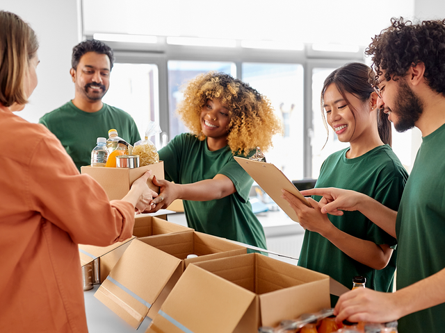 People working at a food bank