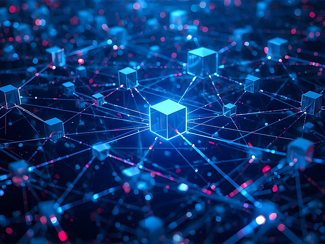 Futuristic 3d visualization of interconnected data blocks