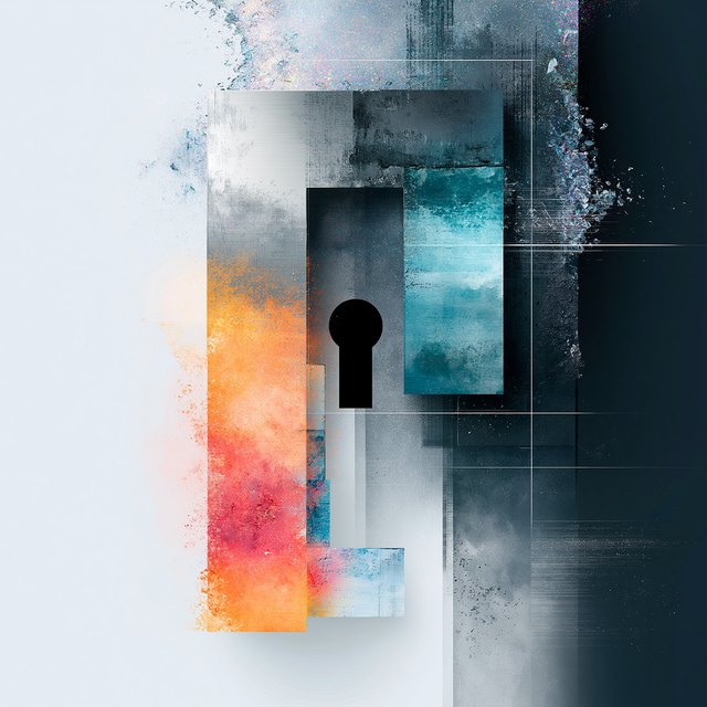 Illustration of a colorful raised border around a keyhole