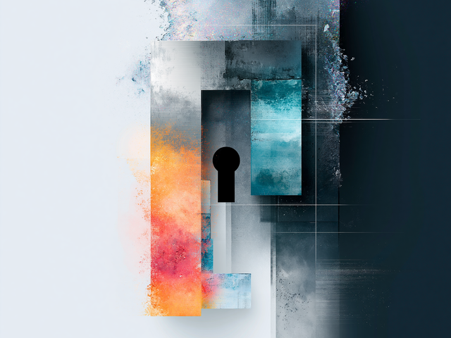 Illustration of a colorful raised border around a keyhole