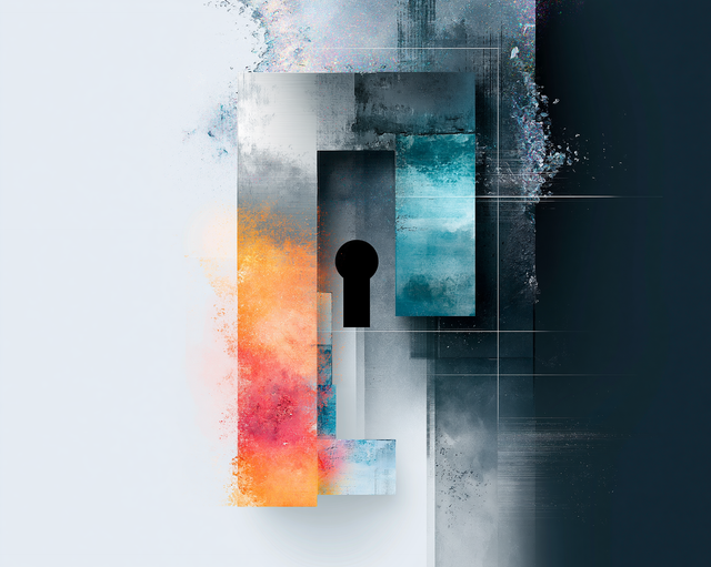 Illustration of a colorful raised border around a keyhole
