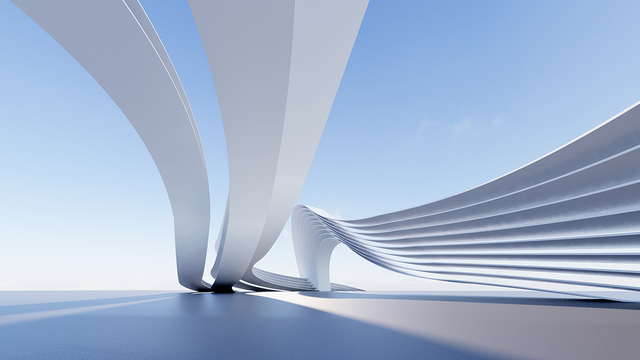Futuristic wavy architecture 3D illustration