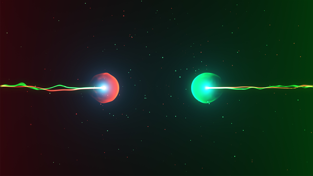 Two particles ready to collide