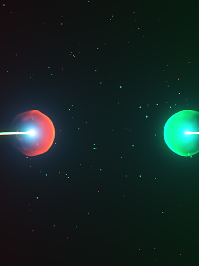 Two particles ready to collide