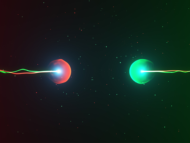 Two particles ready to collide