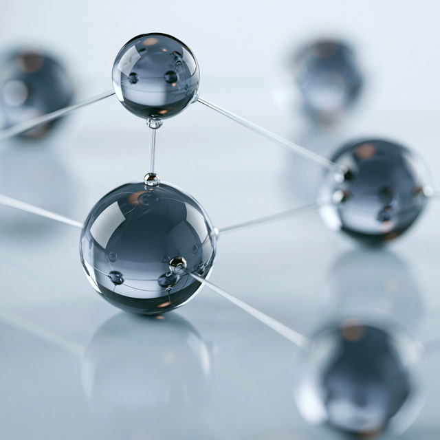 Spherical shapes connected by lines