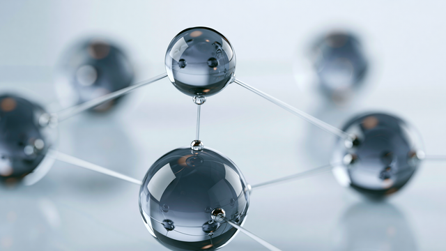 Spherical shapes connected by lines