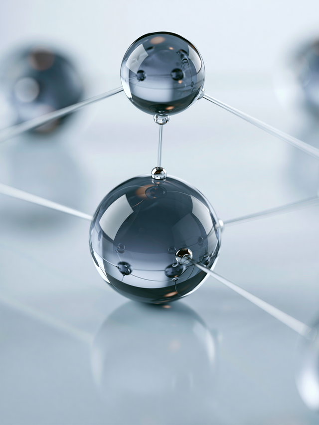 Spherical shapes connected by lines