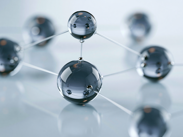 Spherical shapes connected by lines