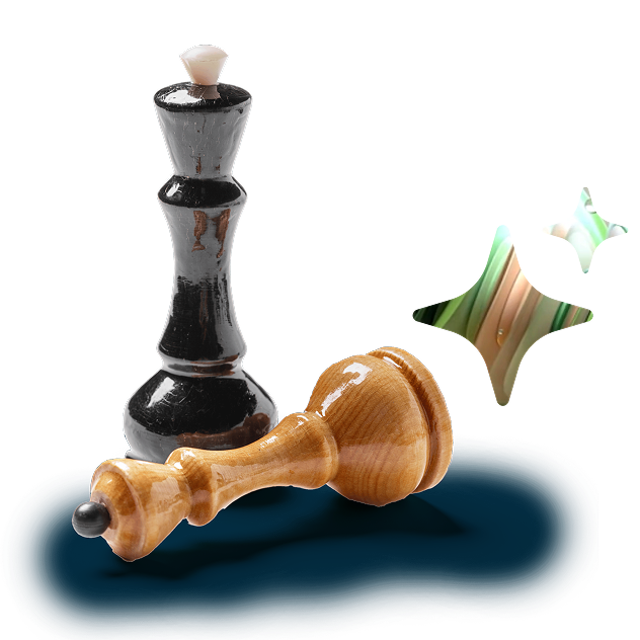 Chess pieces with AI sparkle