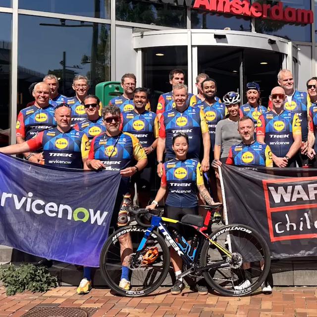 ServiceNow employees ready for a bike ride