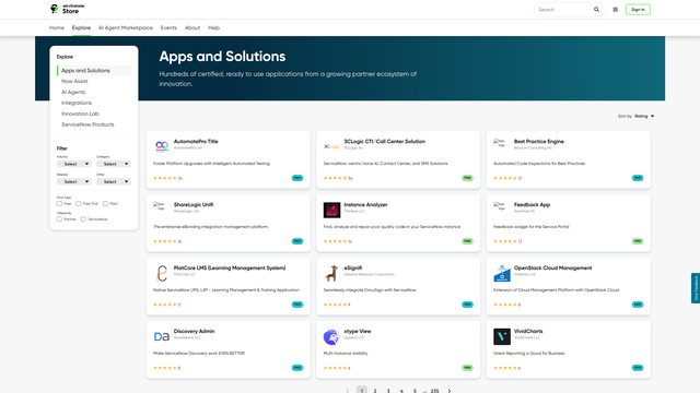 ServiceNow Store apps and solutions screenshot