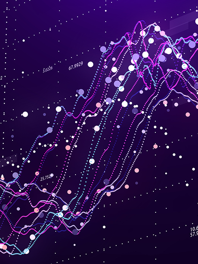 3D wavy graph of varying lines on a purple grid background