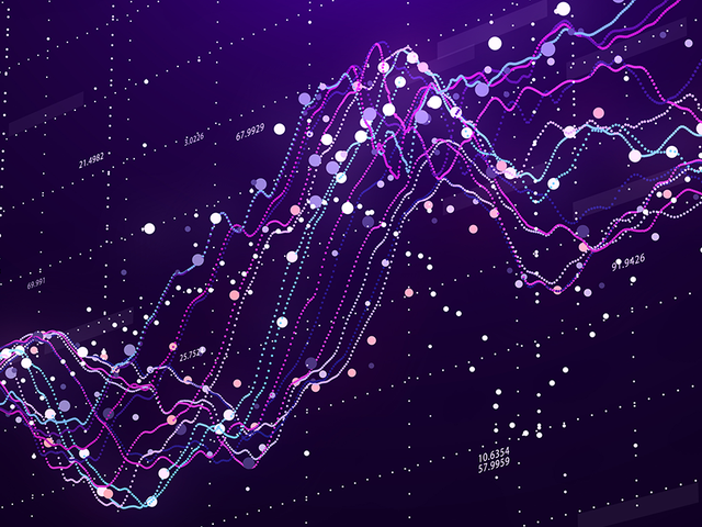 3D wavy graph of varying lines on a purple grid background