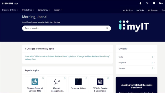 Siemens employee portal screenshot