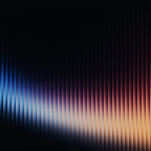 Grainy blue and orange gradient glass lines effect on a black background