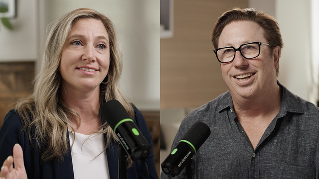 Hannah Datz, VP, CRM sales at ServiceNow, and Kevin Abbott, CIO, Panasonic Avionics