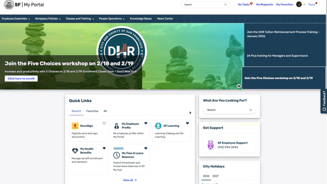 City and County of San Francisco employee portal screenshot