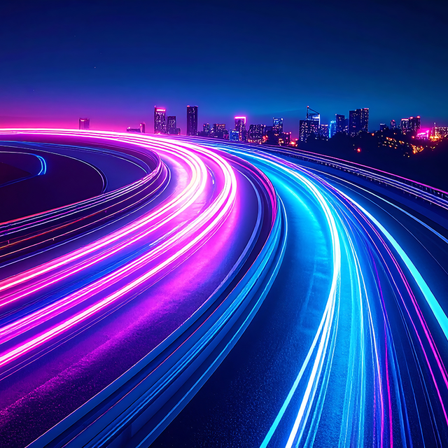 High-speed motion blur of a highway in a city