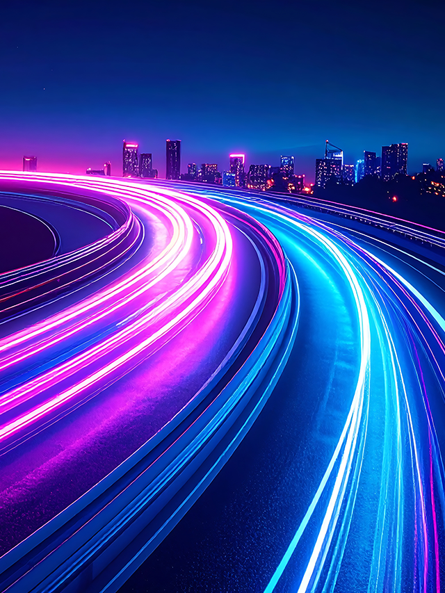 High-speed motion blur of a highway in a city