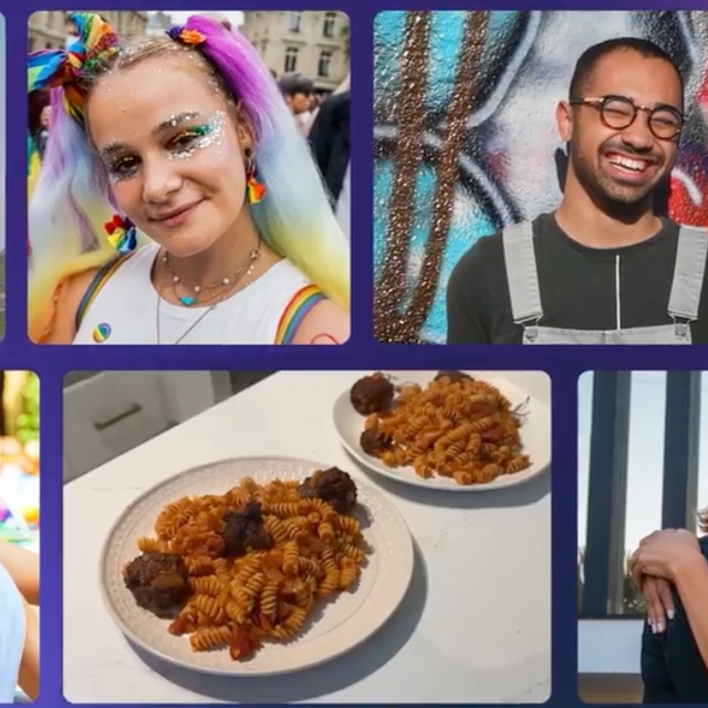 Collage of ServiceNow employees and plates of food