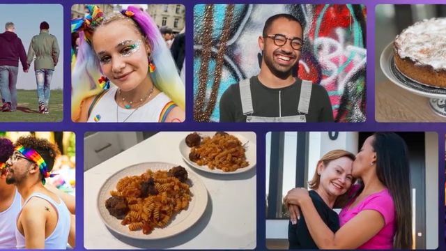 Collage of ServiceNow employees and plates of food