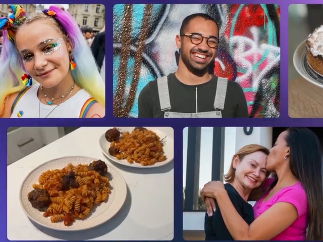 Collage of ServiceNow employees and plates of food