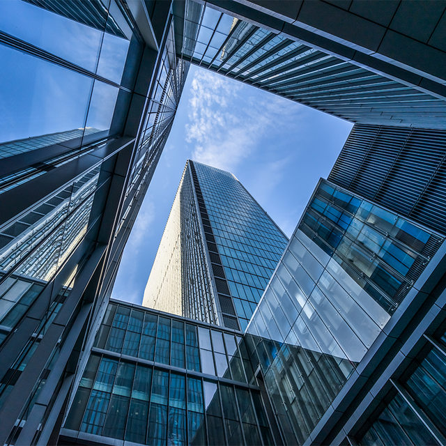 Glass architecture of a modern building in the city