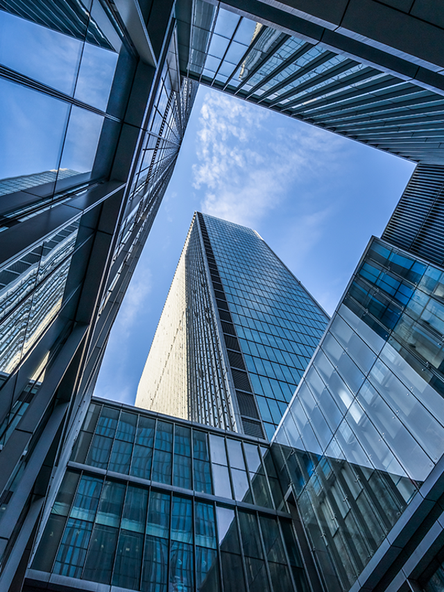 Glass architecture of a modern building in the city