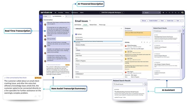 Real time transcription, AI-powered description, AI Assistant