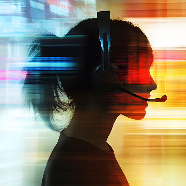 Abstract female customer service agent with headset