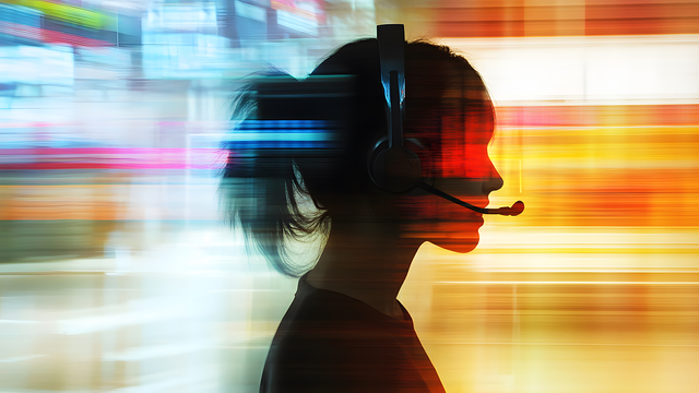 Abstract female customer service agent with headset