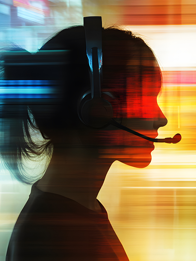 Abstract female customer service agent with headset