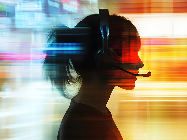 Abstract female customer service agent with headset