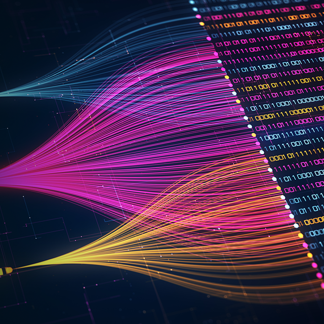 Abstract big data visualization with colorful data streams