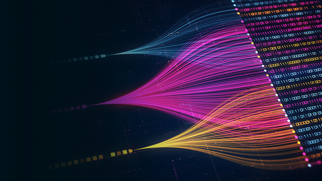 Abstract big data visualization with colorful data streams