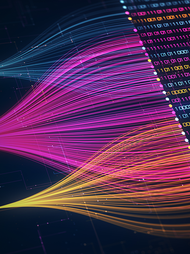 Abstract big data visualization with colorful data streams