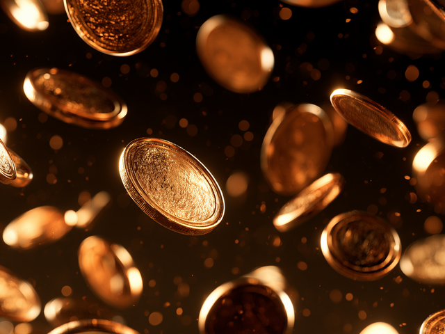 Tokens that look like coins falling through the air