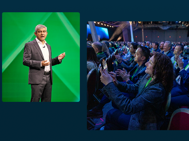 ServiceNow President, CPO, and COO Amit Zavery presenting to a Knowledge audience