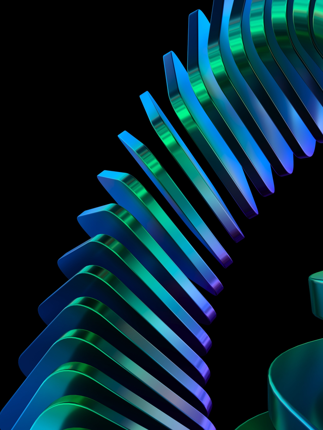 Abstract geometric pattern in blue, purple, green, black
