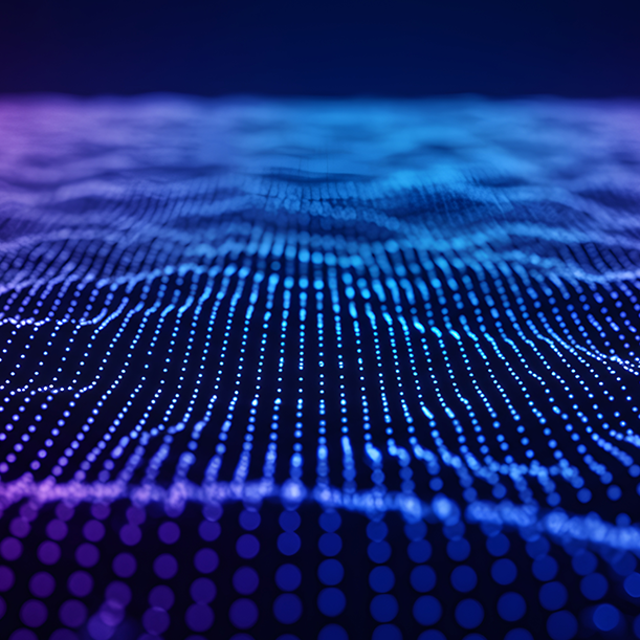 Abstract digital wave pattern with blue and purple gradient light effect