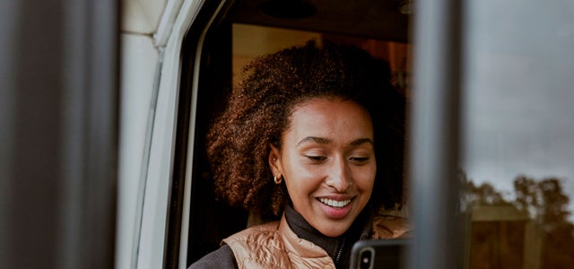 Woman looking at her phone