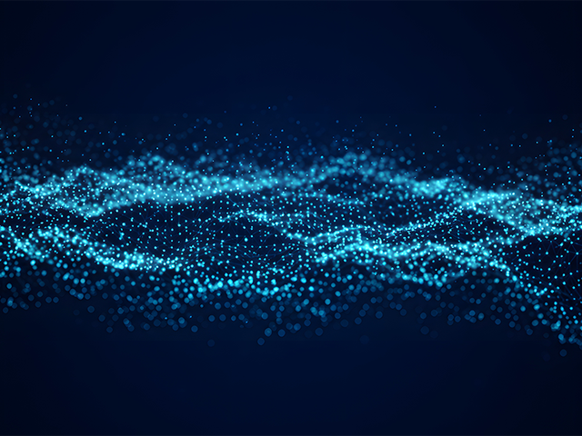 Modern digital abstract wavy 3D background with dots