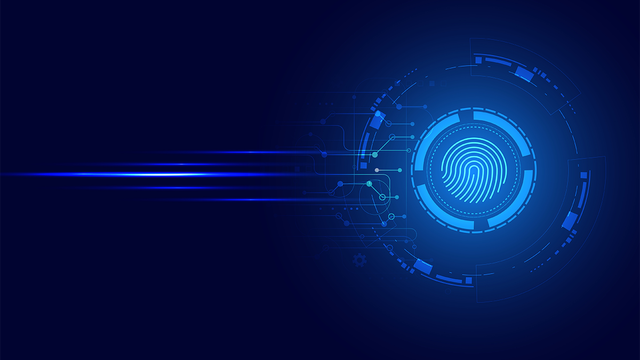 Abstract circle digital cybersecurity fingerprint connection and communication futuristic on blue background